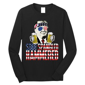 Star Spangled Hammered President Donald Trump Beer Lover Long Sleeve Shirt