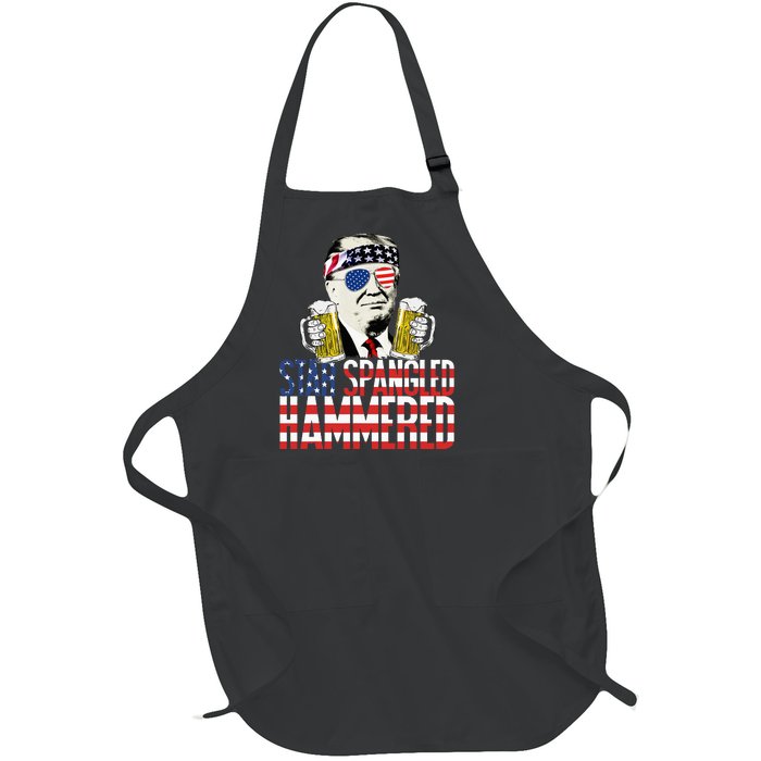 Star Spangled Hammered President Donald Trump Beer Lover Full-Length Apron With Pockets