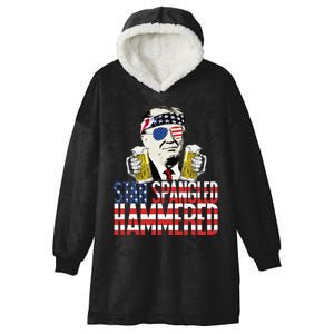 Star Spangled Hammered President Donald Trump Beer Lover Hooded Wearable Blanket