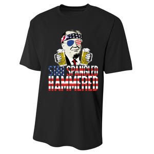 Star Spangled Hammered President Donald Trump Beer Lover Performance Sprint T-Shirt