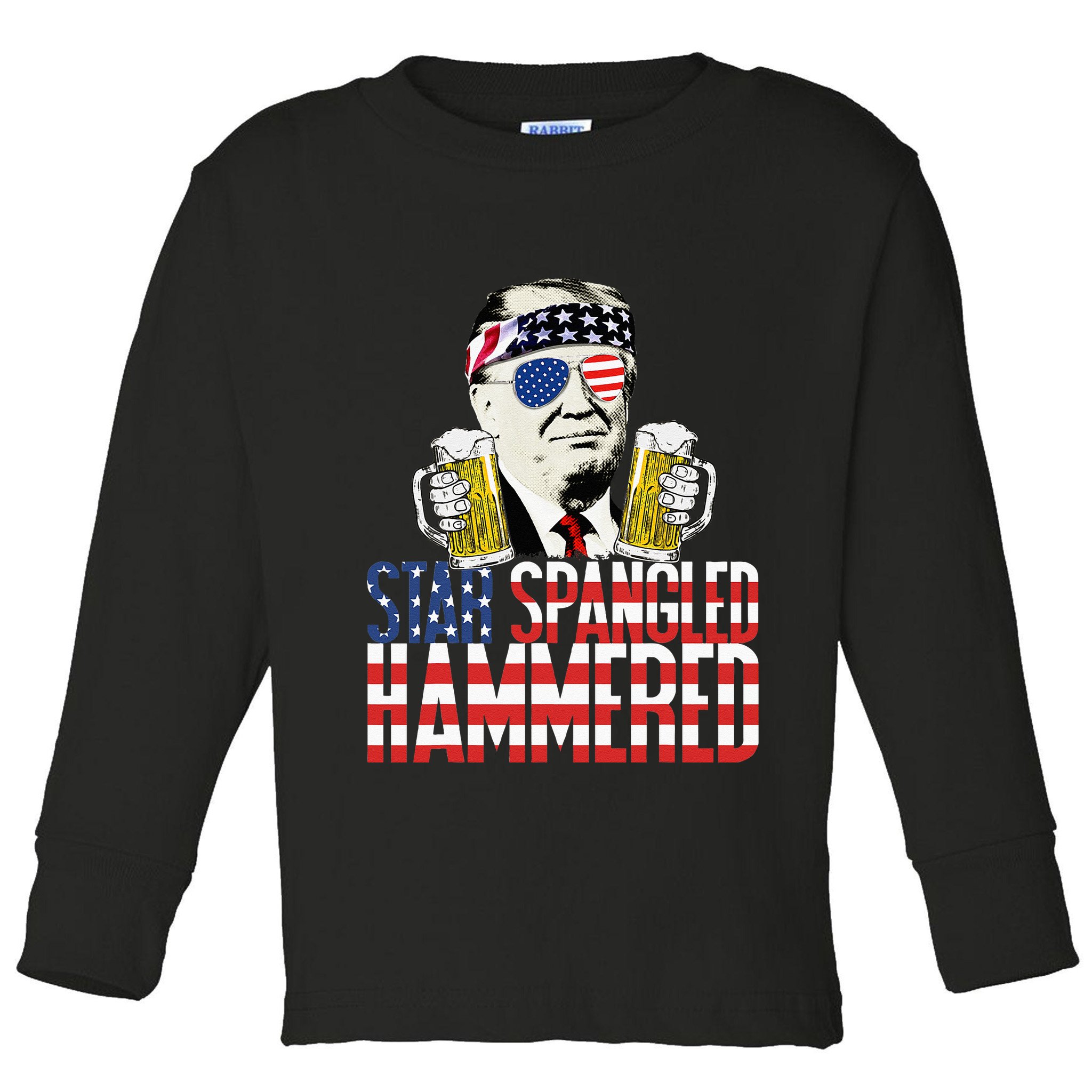 Star Spangled Hammered President Donald Trump Beer Lover Toddler Long Sleeve Shirt