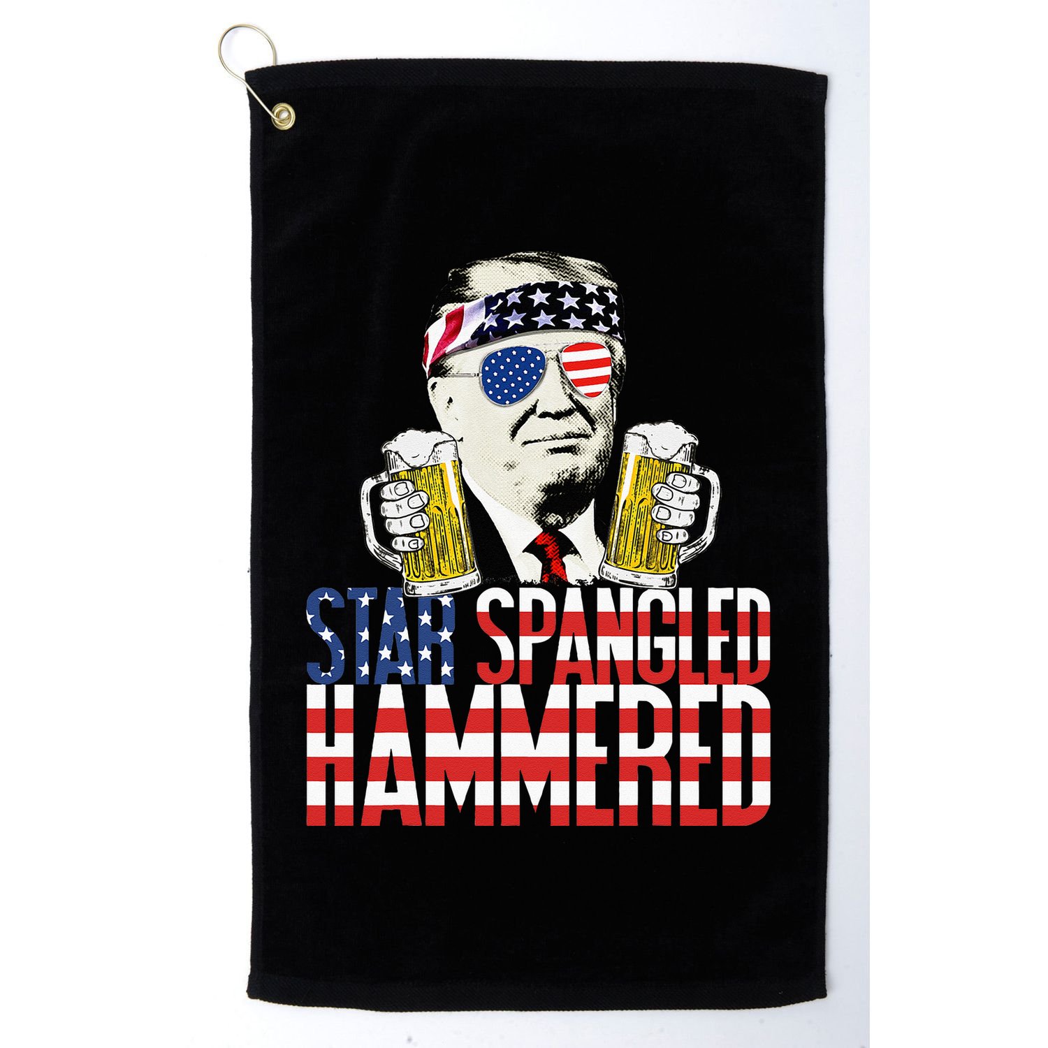Star Spangled Hammered President Donald Trump Beer Lover Golf Towel