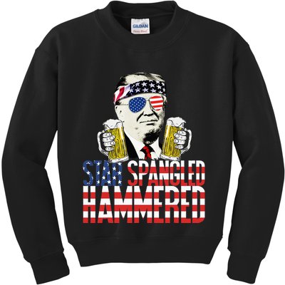 Star Spangled Hammered President Donald Trump Beer Lover Kids Sweatshirt
