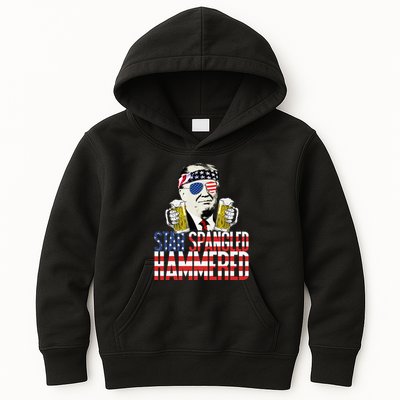 Star Spangled Hammered President Donald Trump Beer Lover Kids Hoodie