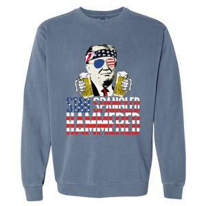 Star Spangled Hammered President Donald Trump Beer Lover Garment-Dyed Sweatshirt