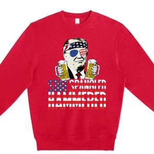 Star Spangled Hammered President Donald Trump Beer Lover Premium Crewneck Sweatshirt