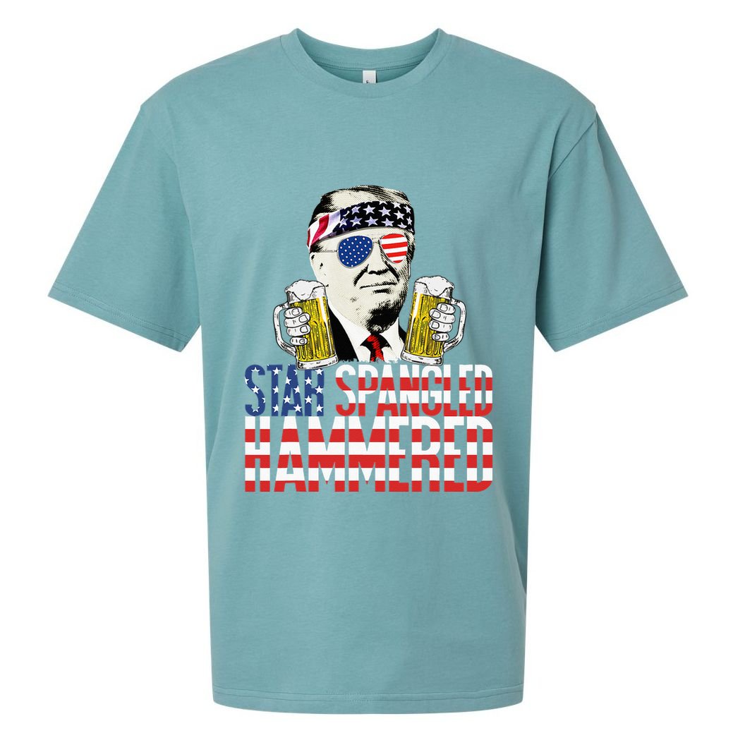 Star Spangled Hammered President Donald Trump Beer Lover Sueded Cloud Jersey T-Shirt