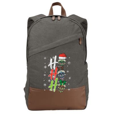  Sugar Skull Ho Ho Ho Xmas Mexican Christmas Cotton Canvas Backpack