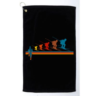 Skiing Ski Heartbeat Skier Retro Vintage Gift Platinum Collection Golf Towel