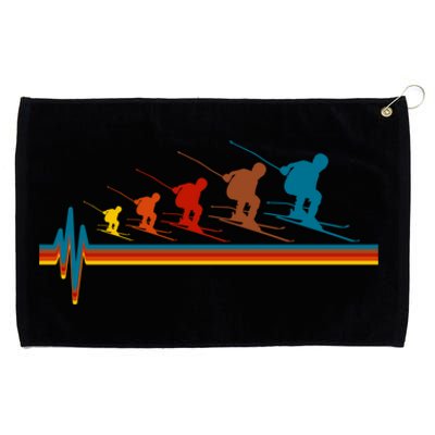 Skiing Ski Heartbeat Skier Retro Vintage Gift Grommeted Golf Towel