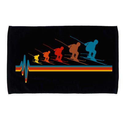 Skiing Ski Heartbeat Skier Retro Vintage Gift Microfiber Hand Towel