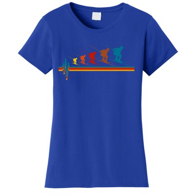 Skiing Ski Heartbeat Skier Retro Vintage Gift Women's T-Shirt