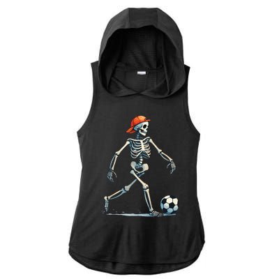 Skeleton Soccer Halloween Costume Funny Ladies PosiCharge Tri-Blend Wicking Draft Hoodie Tank