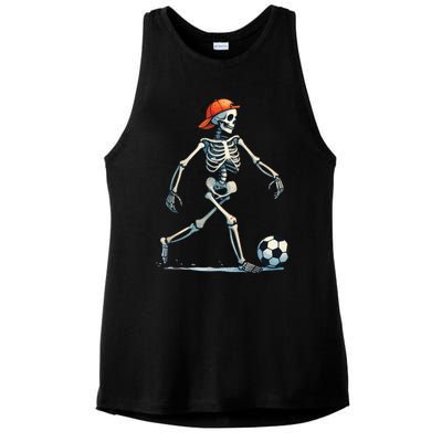 Skeleton Soccer Halloween Costume Funny Ladies PosiCharge Tri-Blend Wicking Tank