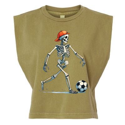 Skeleton Soccer Halloween Costume Funny Garment-Dyed Women's Muscle Tee