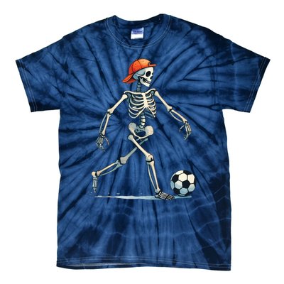 Skeleton Soccer Halloween Costume Funny Tie-Dye T-Shirt