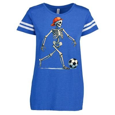 Skeleton Soccer Halloween Costume Funny Enza Ladies Jersey Football T-Shirt