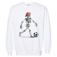 Skeleton Soccer Halloween Costume Funny Garment-Dyed Sweatshirt