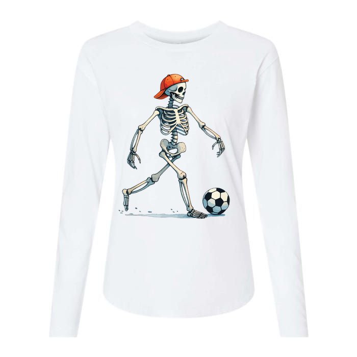 Skeleton Soccer Halloween Costume Funny Womens Cotton Relaxed Long Sleeve T-Shirt