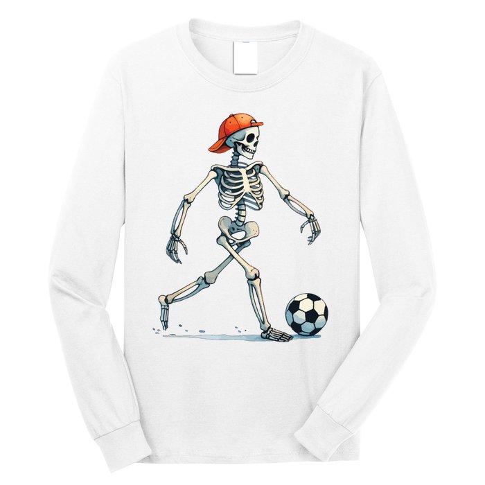 Skeleton Soccer Halloween Costume Funny Long Sleeve Shirt