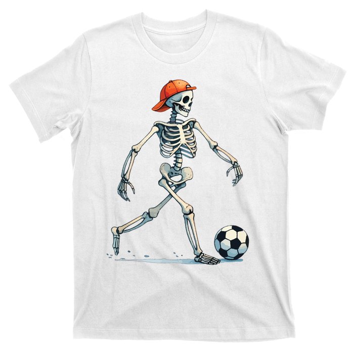 Skeleton Soccer Halloween Costume Funny T-Shirt