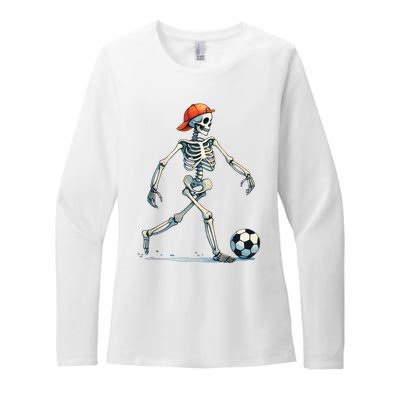 Skeleton Soccer Halloween Costume Funny Womens CVC Long Sleeve Shirt