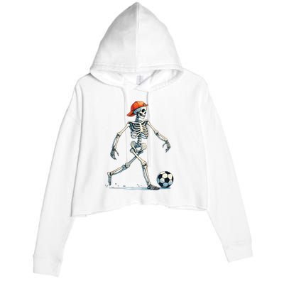 Skeleton Soccer Halloween Costume Funny Crop Fleece Hoodie