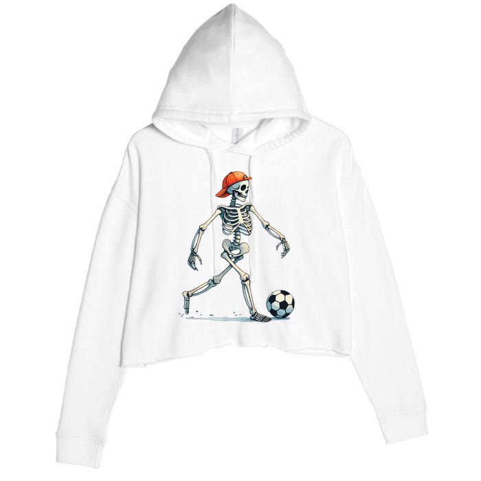 Skeleton Soccer Halloween Costume Funny Crop Fleece Hoodie