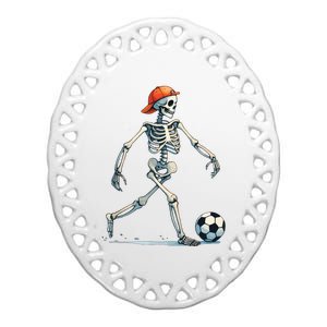 Skeleton Soccer Halloween Costume Funny Ceramic Oval Ornament