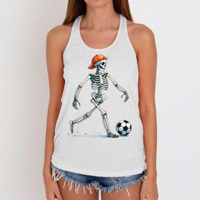 Skeleton Soccer Halloween Costume Funny Women's Knotted Racerback Tank