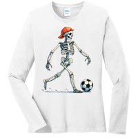 Skeleton Soccer Halloween Costume Funny Ladies Long Sleeve Shirt