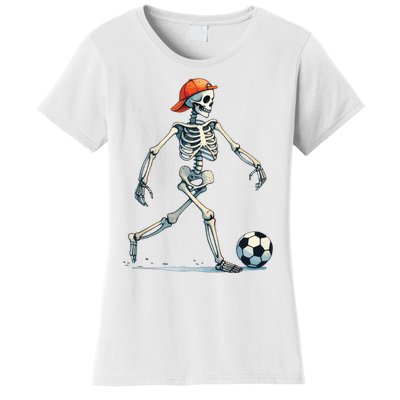 Skeleton Soccer Halloween Costume Funny Women's T-Shirt