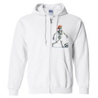 Skeleton Soccer Halloween Costume Funny Full Zip Hoodie