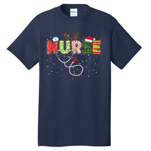 Stethoscope Santa Hat Reindeer Xmas Christmas Nurse Tall T-Shirt