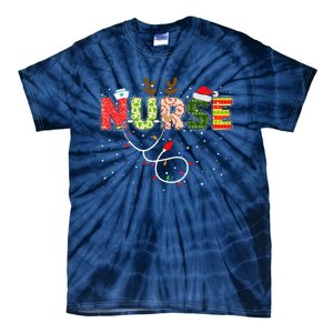 Stethoscope Santa Hat Reindeer Xmas Christmas Nurse Tie-Dye T-Shirt