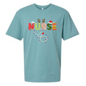 Stethoscope Santa Hat Reindeer Xmas Christmas Nurse Sueded Cloud Jersey T-Shirt