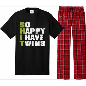 SHIT So Happy I Have Twins Funny Fathers Day Dad Daddy Papa Pajama Set