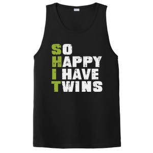 SHIT So Happy I Have Twins Funny Fathers Day Dad Daddy Papa PosiCharge Competitor Tank