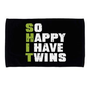 SHIT So Happy I Have Twins Funny Fathers Day Dad Daddy Papa Microfiber Hand Towel