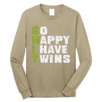 SHIT So Happy I Have Twins Funny Fathers Day Dad Daddy Papa Long Sleeve Shirt