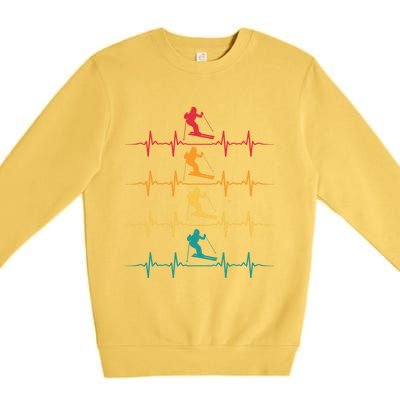 Skiing Ski Heartbeat Vintage Freestyle Skiing Gift Premium Crewneck Sweatshirt