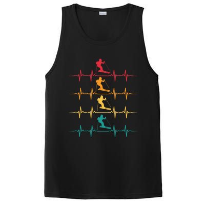 Skiing Ski Heartbeat Vintage Freestyle Skiing Gift PosiCharge Competitor Tank