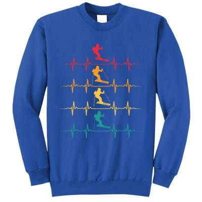 Skiing Ski Heartbeat Vintage Freestyle Skiing Gift Tall Sweatshirt