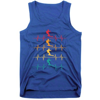 Skiing Ski Heartbeat Vintage Freestyle Skiing Gift Tank Top