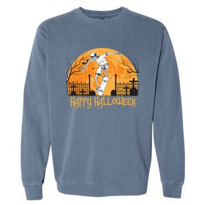 Skateboarding Skeleton Halloween Pumpkin Witches Gift Garment-Dyed Sweatshirt