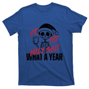 Santa Skeleton Ho Ho Holy Shit What A Year Funny Christmas Gift T-Shirt