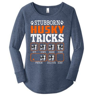 Stubborn Siberian Husky Tricks Funny Gift Dogs Lover Women's Perfect Tri Tunic Long Sleeve Shirt