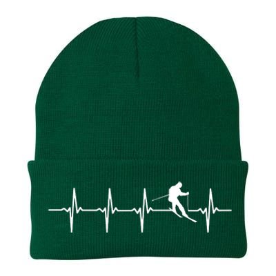 Skiing Ski Heartbeat T Gift For Skiers Knit Cap Winter Beanie