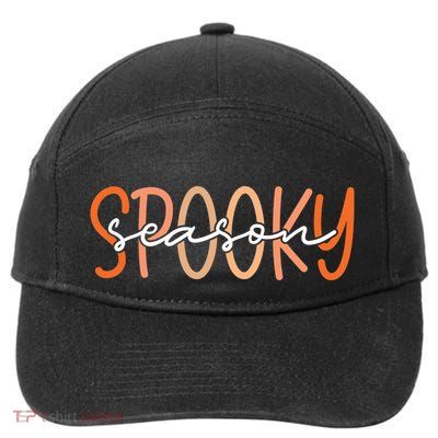 Spooky Season Halloween Spooky Vibes Autumn Fall Retro Gift 7-Panel Snapback Hat