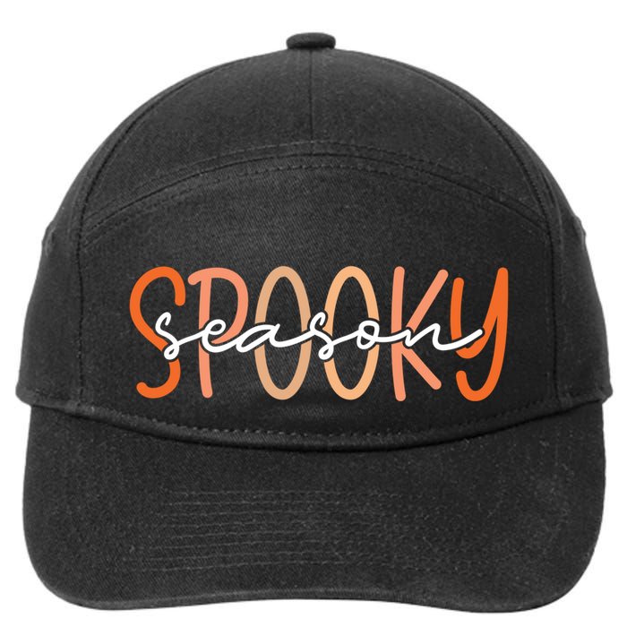 Spooky Season Halloween Spooky Vibes Autumn Fall Retro Gift 7-Panel Snapback Hat